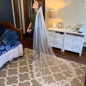 Lace Chapel Length Wedding Veil